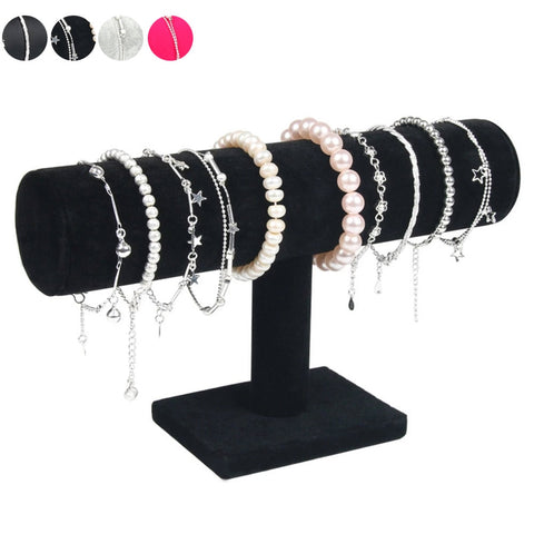 Portable Velvet/PU Leather Bracelet Bangle Necklace Display Rack Jewelry Stand Holder Watch Jewelry Organizer T-Bar Rack dg88