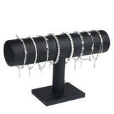 Portable Velvet/PU Leather Bracelet Bangle Necklace Display Stand Holder Watch Jewelry Organizer T-Bar Rack KQS8