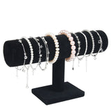 Portable Velvet/PU Leather Bracelet Bangle Necklace Display Stand Holder Watch Jewelry Organizer T-Bar Rack KQS8