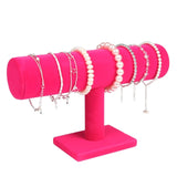 Portable Velvet/PU Leather Bracelet Bangle Necklace Display Stand Holder Watch Jewelry Organizer T-Bar Rack KQS8