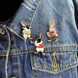 QIHE JEWELRY Animal pin set Cat Dog Panda Bird Penguin Fox Rabbit Enamel pins Cute Lapel pins Kawaii Brooches Animal jewelry