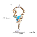 RINHOO Gymnastics Girl Flower Dancer Crystal Brooches for Women Cute Pin Bijouterie High Quality Corsage Fashion Wedding Jewelry