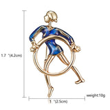 RINHOO Gymnastics Girl Flower Dancer Crystal Brooches for Women Cute Pin Bijouterie High Quality Corsage Fashion Wedding Jewelry