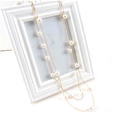 ROMAD Simple Long Double Layer Simulated Pearls Ladies Necklaces Clavicle Fashion Jewelry Sweater Chain Necklace For Women A5