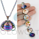 Rainbow Magic 4 Photo Pendant Memory Floating Locket Necklace Angel Wings Flash Box Fashion Album Box Necklaces