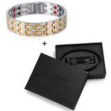 Rainso Stainless Steel Bio Energy Bracelet Fashion Health FIR Bangle Magnetic Jewelry Bracelets Hologram Wristband