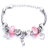 Romantic Love DIY Charm Bracelet Love Heart Key and Lock Bracelet for Women Jewelry Christmas New Year's Gift