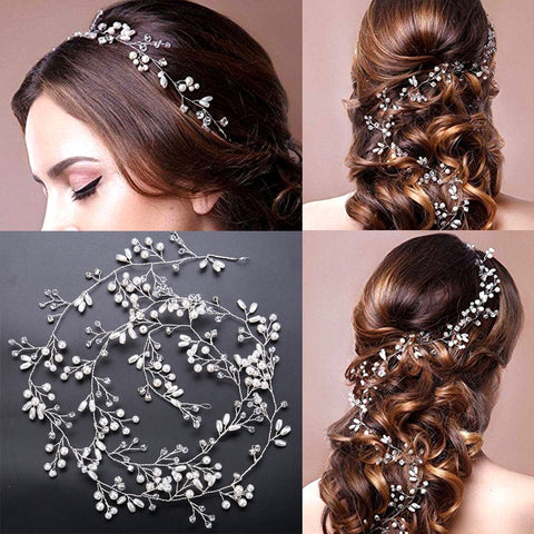 Romantic Western Wedding Jewelry Headdress For Bride Handmade Wedding Hair Accessories Crown Floral Crystal Pearl Hair Ornaments