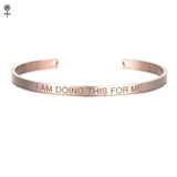 Rose Gold Custom Laser Engraved Positive Inspirational Quote Bangles Cuff Mantra Bracelets Anniversary Gifts for women SL-009