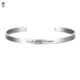 Rose Gold Custom Laser Engraved Positive Inspirational Quote Bangles Cuff Mantra Bracelets Anniversary Gifts for women SL-009