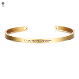 Rose Gold Custom Laser Engraved Positive Inspirational Quote Bangles Cuff Mantra Bracelets Anniversary Gifts for women SL-009