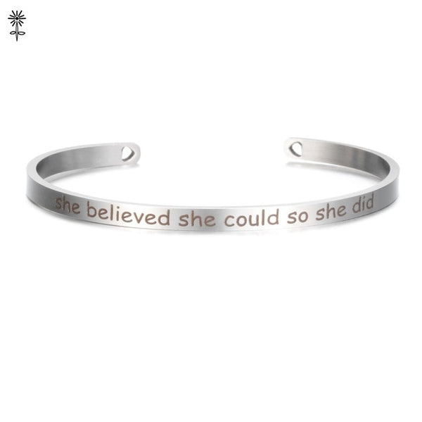 Rose Gold Custom Laser Engraved Positive Inspirational Quote Bangles Cuff Mantra Bracelets Anniversary Gifts for women SL-009