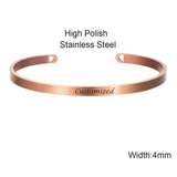 Rose Gold Custom Laser Engraved Positive Inspirational Quote Bangles Cuff Mantra Bracelets Anniversary Gifts for women SL-009