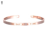 Rose Gold Custom Laser Engraved Positive Inspirational Quote Bangles Cuff Mantra Bracelets Anniversary Gifts for women SL-009