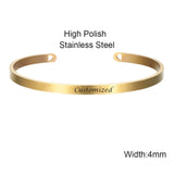 Rose Gold Custom Laser Engraved Positive Inspirational Quote Bangles Cuff Mantra Bracelets Anniversary Gifts for women SL-009