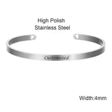 Rose Gold Custom Laser Engraved Positive Inspirational Quote Bangles Cuff Mantra Bracelets Anniversary Gifts for women SL-009