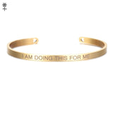 Rose Gold Custom Laser Engraved Positive Inspirational Quote Bangles Cuff Mantra Bracelets Anniversary Gifts for women SL-009