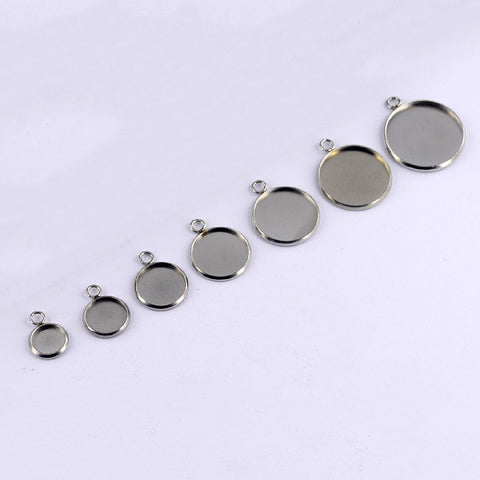 Round Stainless Steel Pendant Cabochon Setting Bezel Jewelry Making Component Base 6mm 8mm 10mm 12mm 14mm 16mm 18mm 20mm 25mm