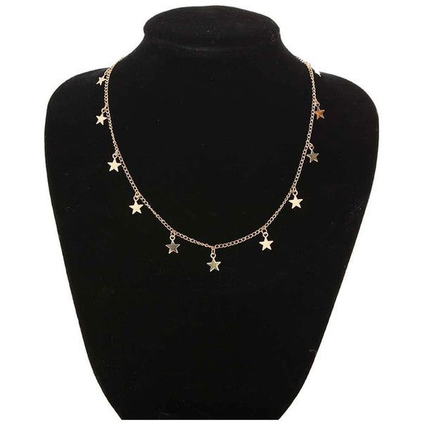 RscvonM Fashion Women Jewelry Natural Alloy Gold Color Star Pendant Necklace And Heart Pendant Necklace Woman Choker Necklace