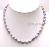 SALE ! Big 7-9mm Dark Gray BAROQUE natural Freshwater PEARL 17" Necklace -5851 Wholesale/retail Free shipping