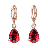 SHUANGR Brand crystal earrings Gold Color Pink Green Black Dangles Earrings women Blue CZ Zircon brincos boucle d'oreille