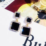 SHUANGR Brand crystal earrings Gold Color Pink Green Black Dangles Earrings women Blue CZ Zircon brincos boucle d'oreille