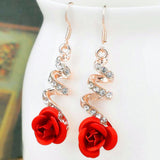 SHUANGR Brand crystal earrings Gold Color Pink Green Black Dangles Earrings women Blue CZ Zircon brincos boucle d'oreille