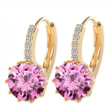 SHUANGR Fashion 10 Colors AAA CZ Element Stud Earrings For Women Vintage Crystal Earrings Statement Wedding Jewelry