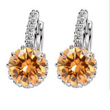 SHUANGR Fashion 10 Colors AAA CZ Element Stud Earrings For Women Vintage Crystal Earrings Statement Wedding Jewelry