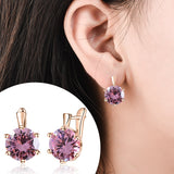 SHUANGR Fashion 10 Colors AAA CZ Element Stud Earrings For Women Vintage Crystal Earrings Statement Wedding Jewelry