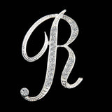 SHUANGR New Rhinestone Crystal Broches Initial Letter Brooch A-S lapel Pins and Brooches Clip Name Jewelry For Women Men Wedding
