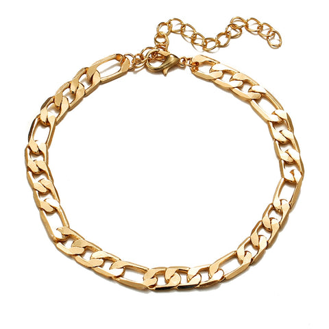 SHUANGR Vintage Golden Cuba Link Chain Anklets For Women Men  Ankle Bracelet  Fashion Beach Accessories Jewelry 2018
