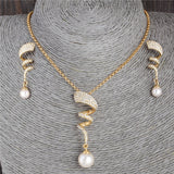 SHUANGR Wedding Jewelry Sets Full Crystal Ball Inlaid Rhinestones Imitation Pearl Earring/ Necklace Jewelry parure bijoux femme