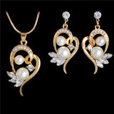 SHUANGR Wedding Jewelry Sets Full Crystal Ball Inlaid Rhinestones Imitation Pearl Earring/ Necklace Jewelry parure bijoux femme