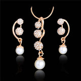 SHUANGR Wedding Jewelry Sets Full Crystal Ball Inlaid Rhinestones Imitation Pearl Earring/ Necklace Jewelry parure bijoux femme