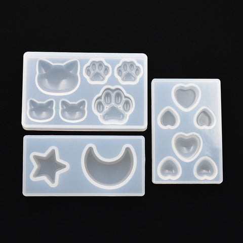 SNASAN cat bear paw heart moon star Silicone Mold Resin Silicone Mould handmade DIY Jewelry Making epoxy resin molds