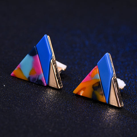 SUKI Fashion Korea Style Triangle Clip on Earrings Without Piercing for Girls Party Cute Colorful Joint No Hole Ear Clip