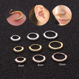 Sellsets 1PC 6/8/10mm Cz Nose Hoop Helix Cartilage Earring Daith Snug Rook Tragus Ring Ear Piercing Jewelry