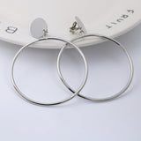 Simple Fashion Gold Silver Plated Geometric Big Round No Pierced Clip Earring for No Ear Hole Women Big Hollow Ear Clips Jewelry