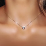 Simply Small Round 1 carat Cubic Zirconia Rose Gold Color Pendant Necklace Hot Jewelery for Women and Girls N388 N453 N454