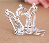 Small Girls Crown Tiara Hair Combs Clear Stone Crystal Mini Tiara Hair Accessories Jewelry