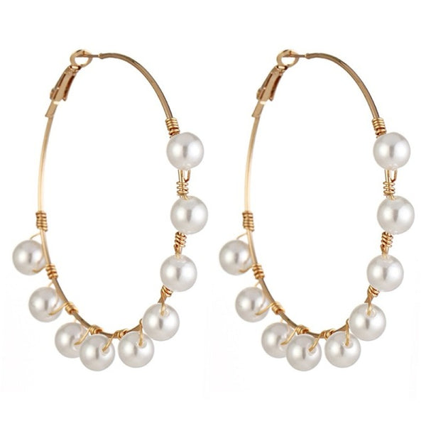 Solememo 2019 New Big Circle Round Drop Earrings For Women Simulated Pearl Earring Fashion Jewelry Bijoux  Gifts Wholesale E5478