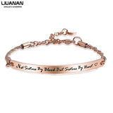 Stainless Steel Best Friends Bracelet Bangle Friend Jewelry Friendship Gift "Not Sisters By Blood But Sisters By Heart"