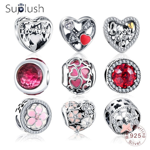 Suplush Bead Charm with Authentic 100% 925 Sterling Silver Fit Pandora Original Charms Bracelet Women DIY Jewelry Macking Gift