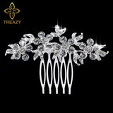 TREAZY Fashion Pearl Crystal Wedding Hair Jewelry Charm Floral Bridal Hair Combs Women Party Hairpins Wedding Hair Accessories