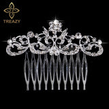 TREAZY Fashion Pearl Crystal Wedding Hair Jewelry Charm Floral Bridal Hair Combs Women Party Hairpins Wedding Hair Accessories