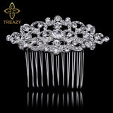 TREAZY Fashion Pearl Crystal Wedding Hair Jewelry Charm Floral Bridal Hair Combs Women Party Hairpins Wedding Hair Accessories