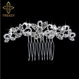 TREAZY Fashion Pearl Crystal Wedding Hair Jewelry Charm Floral Bridal Hair Combs Women Party Hairpins Wedding Hair Accessories