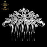 TREAZY Fashion Pearl Crystal Wedding Hair Jewelry Charm Floral Bridal Hair Combs Women Party Hairpins Wedding Hair Accessories