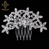 TREAZY Fashion Pearl Crystal Wedding Hair Jewelry Charm Floral Bridal Hair Combs Women Party Hairpins Wedding Hair Accessories